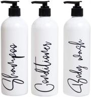 💦 3-pack modern white shampoo bottles with pump: dispensers for shampoo, conditioner, and body wash logo