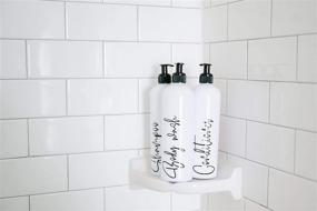 img 3 attached to 💦 3-Pack Modern White Shampoo Bottles with Pump: Dispensers for Shampoo, Conditioner, and Body Wash