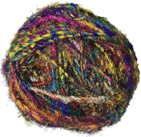 img 2 attached to 🧶 KNITSILK Recycled Sari Silk Yarn - Bulky Multicolor Yarn (100g): Perfect for Knitting, Crochet, Weaving