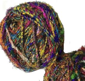 img 3 attached to 🧶 KNITSILK Recycled Sari Silk Yarn - Bulky Multicolor Yarn (100g): Perfect for Knitting, Crochet, Weaving
