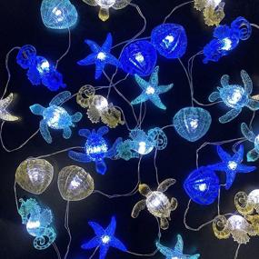 img 2 attached to 🌊 Marine Life Aquarium String Lights - Decor with Seahorse, Starfish, Sea Turtle, and Giant Clam - 10 ft Rope Lights Illuminated by 30 LEDs - Battery Operated for Summer Camping, Mermaid Weddings, and Nautical Décor