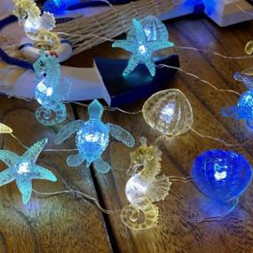 img 1 attached to 🌊 Marine Life Aquarium String Lights - Decor with Seahorse, Starfish, Sea Turtle, and Giant Clam - 10 ft Rope Lights Illuminated by 30 LEDs - Battery Operated for Summer Camping, Mermaid Weddings, and Nautical Décor