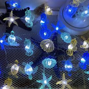 img 3 attached to 🌊 Marine Life Aquarium String Lights - Decor with Seahorse, Starfish, Sea Turtle, and Giant Clam - 10 ft Rope Lights Illuminated by 30 LEDs - Battery Operated for Summer Camping, Mermaid Weddings, and Nautical Décor