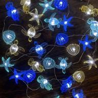 🌊 marine life aquarium string lights - decor with seahorse, starfish, sea turtle, and giant clam - 10 ft rope lights illuminated by 30 leds - battery operated for summer camping, mermaid weddings, and nautical décor логотип