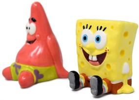 img 2 attached to 🧽 SpongeBob SquarePants and Patrick Salt and Pepper Shaker Set: Hand-Painted Ceramic Utensils for Home and Kitchen - 2-Piece Homeware, Refillable