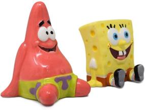 img 3 attached to 🧽 SpongeBob SquarePants and Patrick Salt and Pepper Shaker Set: Hand-Painted Ceramic Utensils for Home and Kitchen - 2-Piece Homeware, Refillable