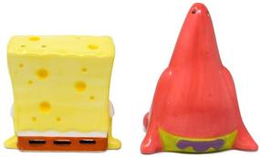 img 1 attached to 🧽 SpongeBob SquarePants and Patrick Salt and Pepper Shaker Set: Hand-Painted Ceramic Utensils for Home and Kitchen - 2-Piece Homeware, Refillable