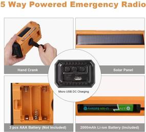 img 1 attached to 📻 Emergency Solar Hand Crank Portable Radio - NOAA Weather Radio for Household and Outdoor Use, with AM/FM/Shortwave Radio Bands, 2000mAh Rechargeable Battery Power Bank USB Charger, Windup Camping Flashlight, Compass, and SOS Feature