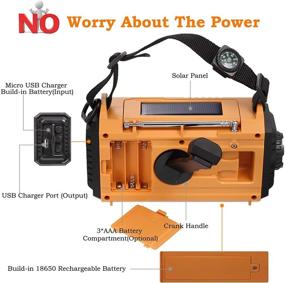 img 2 attached to 📻 Emergency Solar Hand Crank Portable Radio - NOAA Weather Radio for Household and Outdoor Use, with AM/FM/Shortwave Radio Bands, 2000mAh Rechargeable Battery Power Bank USB Charger, Windup Camping Flashlight, Compass, and SOS Feature
