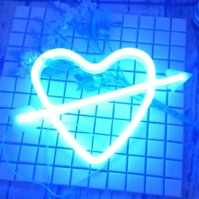 img 2 attached to Decorative Neon Heart Sign LED Lights for Girls Room - Lavender Cupid and Blue Options