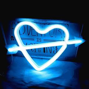 img 4 attached to Decorative Neon Heart Sign LED Lights for Girls Room - Lavender Cupid and Blue Options