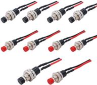 twidec 10pcs mini momentary push button switch-1a 250v ac, 2 pins spst, normal open, black red pbs-110-xbkr logo