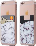 stylish white marble stick-on wallet: cardly cell phone holder for iphone logo