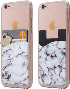 img 2 attached to Stylish White Marble Stick-on Wallet: Cardly Cell Phone Holder for iPhone
