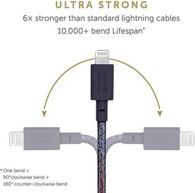 img 2 attached to 🔌 Нативный союз Ультра-прочный USB-C to Lightning кабель в виде ремня - 4 футовый укрепленный зарядный шнур с кожаным ремешком [Сертифицированно MFi] для iPhone/iPad (Индиго)