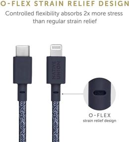 img 3 attached to 🔌 Нативный союз Ультра-прочный USB-C to Lightning кабель в виде ремня - 4 футовый укрепленный зарядный шнур с кожаным ремешком [Сертифицированно MFi] для iPhone/iPad (Индиго)