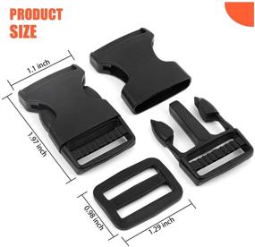 img 3 attached to 🪡 1 Inch Buckles and Slides for Backpacks, Luggage Straps, Pet Collars - YGDZ 35 Side Release Plastic Buckles in Parachute Black