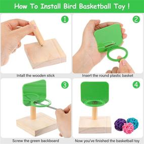 img 1 attached to Bird Training Toy Set: 6-Piece Parrot Intelligence Toys - Mini Shopping Cart, Roller Skate, Basketball, Stacking Rings, Bell Balls - Ideal Trick Tabletop Toys for Parrots and Birds