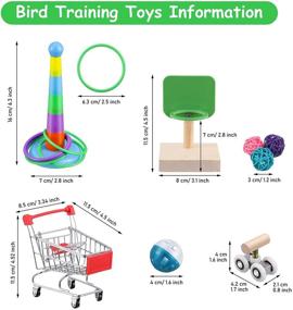 img 3 attached to Bird Training Toy Set: 6-Piece Parrot Intelligence Toys - Mini Shopping Cart, Roller Skate, Basketball, Stacking Rings, Bell Balls - Ideal Trick Tabletop Toys for Parrots and Birds