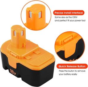 img 2 attached to 🔋 2 Packs 3.6Ah 18V Ni-Mh Replacement Battery Compatible with Ryobi 18V Battery P100 P101 ABP1801 ABP1803 BPP1820 130224028 130224007 - Ryobi One+ Cordless Power Tools Compatible Batteries