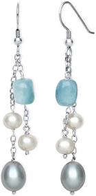 img 2 attached to 💦 Ожерелье с цепями Belacqua Aquamarine & Cultured Freshwater Pearl Station Chain