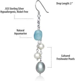 img 1 attached to 💦 Ожерелье с цепями Belacqua Aquamarine & Cultured Freshwater Pearl Station Chain