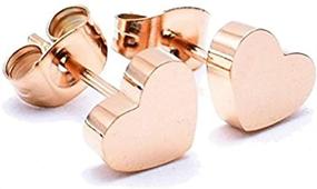 img 3 attached to 💖 CTJA 18K Rose Gold Plated Titanium Steel Classic Heart Round Bean 6mm Ball Stud Earrings Set - Ideal Gift for Women and Girls