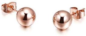 img 1 attached to 💖 CTJA 18K Rose Gold Plated Titanium Steel Classic Heart Round Bean 6mm Ball Stud Earrings Set - Ideal Gift for Women and Girls