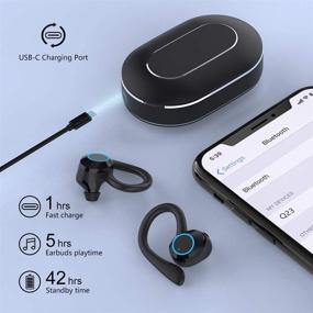 img 2 attached to Беспроводные наушники Andfive, [Обновление 2021 года] Bluetooth 5.1 с крючками для ушей, беспроводные спортивные наушники для бега, Bluetooth-наушники с шумоподавлением и глубоким басом, водонепроницаемый IP7 гарнитур