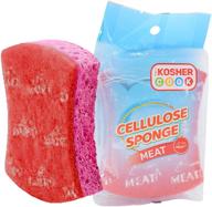 🧽 multipurpose meat red dishwashing sponges – absorbent cellulose scrub and scouring pad for efficient cleaning – durable and soft – color coded home and kitchen accessories by the kosher cook logo