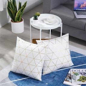 img 1 attached to 🛋️ UINI Set of 2 Gold Foil Decorative Throw Pillow Covers, 18x18 Inch Modern Geometric Pillow Case, Luxury Velvet Square Pillowcases Cushion Covers for Couch, Living Room (White)