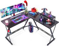 🎮 l shaped gaming desk for home office with round corner and large monitor stand - ultimate workstation logo