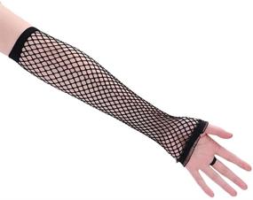 img 2 attached to 🧦 Girls Long Fishnet Gloves: Lace Fingerless Mesh Gloves for Kids' Dance Performance, Party Costumes - Accessory