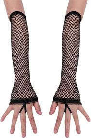 img 3 attached to 🧦 Girls Long Fishnet Gloves: Lace Fingerless Mesh Gloves for Kids' Dance Performance, Party Costumes - Accessory