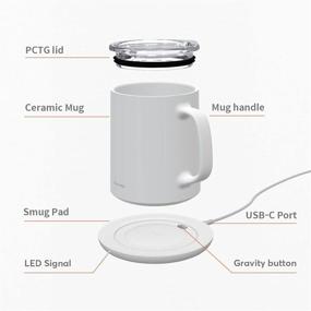 img 3 attached to ☕️ Hurkins Smug 149℉ Coffee Mug Warmer with Wireless Charger and PCTG Lid Set for Office or Home Desk (Black)