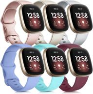 🌈 premium 6-pack silicone sport bands for fitbit versa 3/sense - classic replacement wristbands for versatility and style (small, 6 pack d) logo