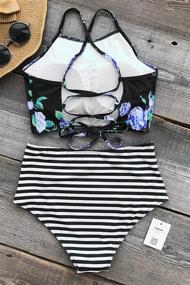 img 1 attached to 🌿 CUPSHE Women's Leaf Print High Waisted Bikini Set Tankini Swimwear