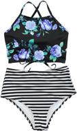 🌿 cupshe women's leaf print high waisted bikini set tankini swimwear logo