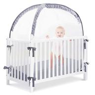 l runnzer baby crib tent - prevent baby from climbing out, pop up crib tent with bite-proof netting and transparent mesh top for enhanced safety and visibility in nursery logo