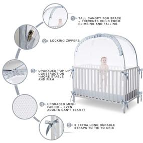 img 3 attached to L RUNNZER Baby Crib Tent - Prevent Baby from Climbing Out, Pop Up Crib Tent with Bite-proof Netting and Transparent Mesh Top for Enhanced Safety and Visibility in Nursery