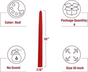img 2 attached to High-Quality Dripless 10 Inch Red Taper Candles - CandleNScent Tapered Candlesticks, Unscented, 4 Pack
