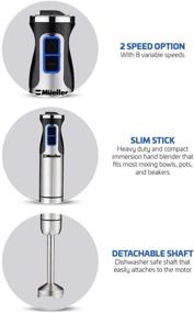 img 2 attached to Mueller Austria Ultra-Stick 500W 9-Speed Hand Blender - Heavy Duty Copper Motor, Brushed 304 Stainless Steel - Whisk & Milk Frother Attachments