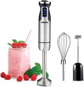 img 4 attached to Mueller Austria Ultra-Stick 500W 9-Speed Hand Blender - Heavy Duty Copper Motor, Brushed 304 Stainless Steel - Whisk & Milk Frother Attachments