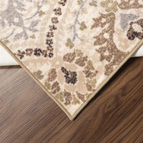 img 3 attached to 🏮 Augusta Oriental Floral Damask Polypropylene Indoor Washable Runner - Superior Quality, 2' 7" x 6', Ivory