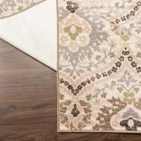 img 2 attached to 🏮 Augusta Oriental Floral Damask Polypropylene Indoor Washable Runner - Superior Quality, 2' 7" x 6', Ivory