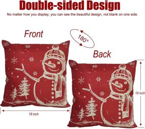 img 3 attached to 🎄 Set of 4 Christmas Pillow Covers 18x18 Inch - Farmhouse Style Rustic Linen Cushion Case for Sofa Couch - Holiday Decorations Xmas Home Decorative Throw Pillowcase - Red Color - Indoor Décor