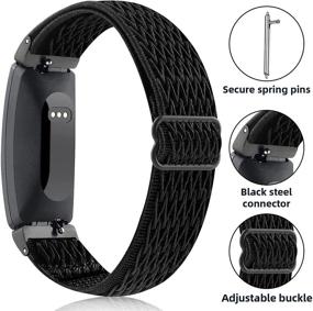 img 3 attached to Veezoom Elastic Bands for Fitbit Inspire 2/Inspire HR/Inspire - Adjustable Braided Nylon Wristband, Stretchy & Breathable Soft Sport Strap Replacement for Women and Men