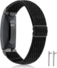img 4 attached to Veezoom Elastic Bands for Fitbit Inspire 2/Inspire HR/Inspire - Adjustable Braided Nylon Wristband, Stretchy & Breathable Soft Sport Strap Replacement for Women and Men