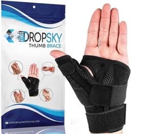 img 4 attached to 🖐️ DropSky Thumb Support Brace - Thumb Splint for Men and Women - Reversible for Right and Left Hand - Arthritis Pain Relief - Carpal Tunnel Support - Immobilizer Wrist Strap - One Size Fits Most - 1-Pack (Black)