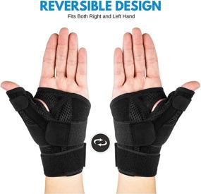 img 2 attached to 🖐️ DropSky Thumb Support Brace - Thumb Splint for Men and Women - Reversible for Right and Left Hand - Arthritis Pain Relief - Carpal Tunnel Support - Immobilizer Wrist Strap - One Size Fits Most - 1-Pack (Black)